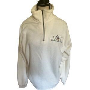 Disney World 1971 Mickey White Fleece Quarter Zip Pullover USA M Vintage 01 Y2K